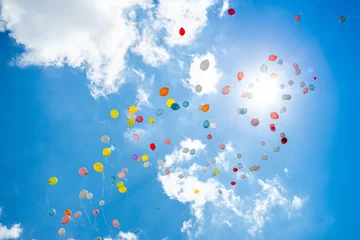 Deurstickers Colorful balloons in the sky © Pavel Korotkov