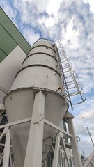 Exterior of a modern biofuel power plant. Ash hopper