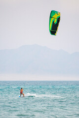 kitesurfers in the sky over the blue lagoon Egypt