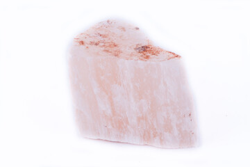 mineral stone macro red plaster on the white background