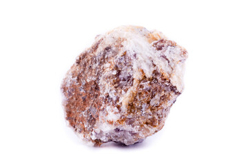 macro mineral lepidolite stone on a white background