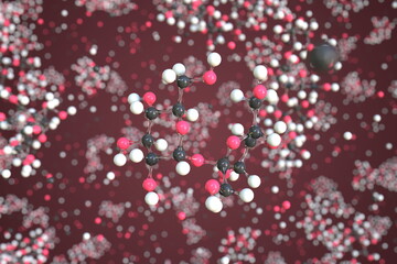 Sugar molecule, conceptual molecular model. Chemical 3d rendering