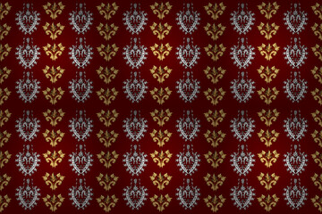 Seamless pattern with interesting doodles on colorfil background. Pano. Raster illustration.