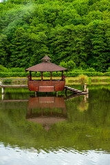 Fototapeta na wymiar House on the lake. Japanese style