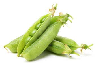 Fresh peas isolated on white background