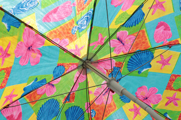 colorful parasol from below, full frame