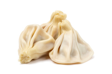 Traditional Georgian dish khinkali, with meat, kalakuri, on a white background, horizontal, no people,