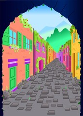 flat illustration street