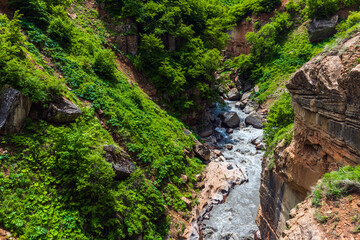 Fast mountain river in the gorge