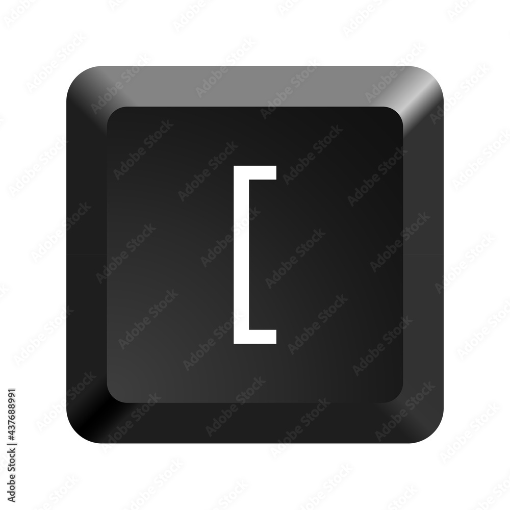 Fototapete Button with symbol open or left square bracket. Icon Vector Illustration. 