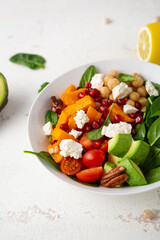 Close up of avocado and pumpkin salad