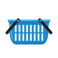 Cartoon vector illustration isolated object blue plastic shopping basket