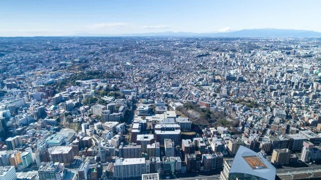 横浜タイムラプス 2021年　都市全景　ワイド地平線