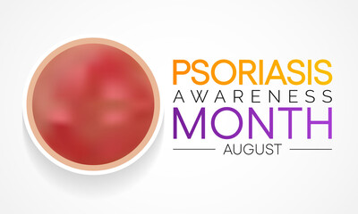 Psoriasis awareness month is observed every year in August, it is a skin condition that causes red, flaky, crusty patches of skin covered with silvery scales. Vector illustration