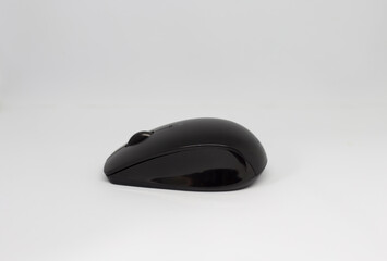 black color computer mouse isolated on white background. 