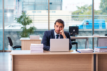 Young male employee working in the office