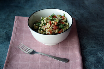 Traditional Arab Tabouleh salad in a bowl.