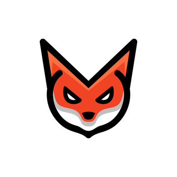 Simple Mascot Character Vector Logo Design Face Fox In Color Orange