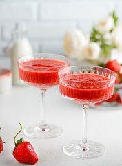strawberry smoothie in a glass