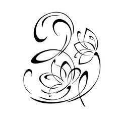 ornament 1806. decorative element with stylized flowers on stems with curls in black lines on a white background