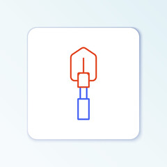 Line Shovel icon isolated on white background. Gardening tool. Tool for horticulture, agriculture, farming. Colorful outline concept. Vector