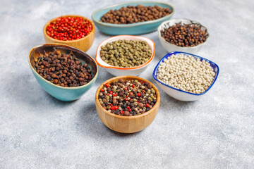 Various peppercones in mini bowls.