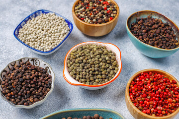 Various peppercones in mini bowls.