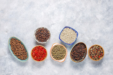 Various peppercones in mini bowls.