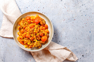 A traditional meal of Azerbaijan Qara for plov.