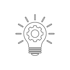 Light bulb with gear icon set. The concept of ideas, solutions, innovations. Isolated vector illustration.