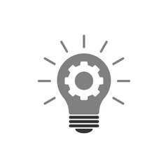Light bulb with gear icon set. The concept of ideas, solutions, innovations. Isolated vector illustration.