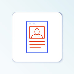 Line Baseball card icon isolated on white background. Colorful outline concept. Vector