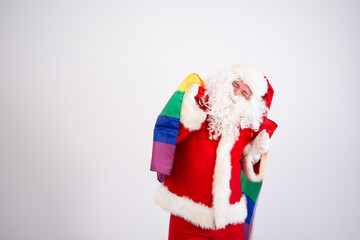 Funny Santa Claus with a gay flag.