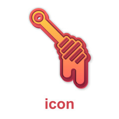 Gold Honey dipper stick icon isolated on white background. Honey ladle. Vector