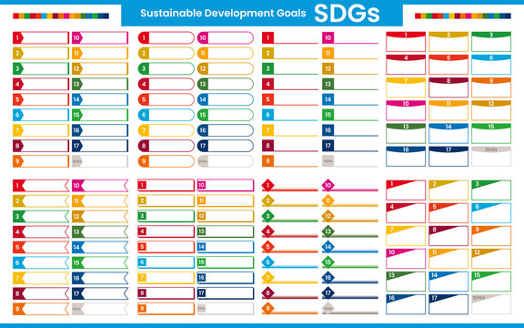 SDGsの17項目のカラーを使用した数字フレーム