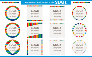 SDGsの17項目のカラーを使用したタイトルフレーム