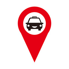 Taxi stop here, location marker icon vector illustration symbol