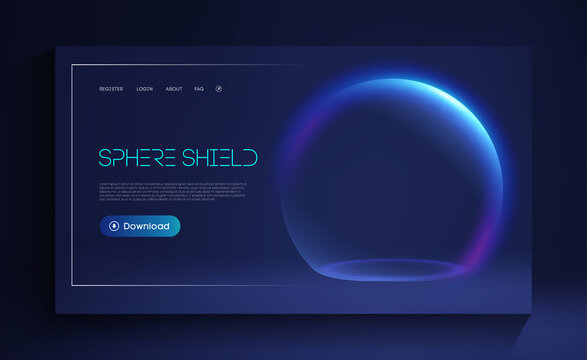 Sphere shield protect in abstract style. Virus protection bubble. Sphere lines technology background. Magic orb vector illustration.