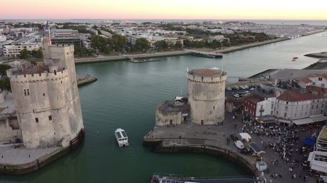 Evening boat trip near The Chain Tower of La Rochelle