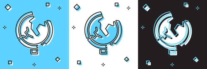 Set Road traffic sign. Signpost icon isolated on blue and white, black background. Pointer symbol. Isolated street information sign. Direction sign. Vector