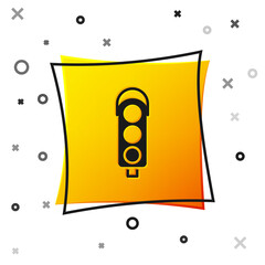 Black Traffic light icon isolated on white background. Yellow square button. Vector