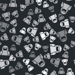 Grey Muslim woman in niqab icon isolated seamless pattern on black background. Vector