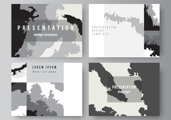 Vector layout of the presentation slides design business templates, multipurpose template for presentation brochure, brochure cover. Landscape background decoration, halftone pattern grunge texture.