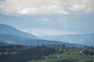 Fototapeta na wymiar Beautiful spring panorama of the Carpathian mountains