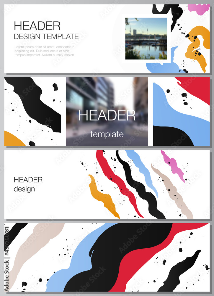 Poster vector layout of headers, banner design templates for website footer design, horizontal flyer design