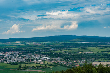 Obraz premium Cloudy weather in Czech Republic with small town near Rokycany