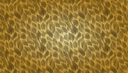 Gold wavy seamless vector pattern. Doodle hand drawn pattern seamless. Print pattern retro geometric tileable. Vector illustration.