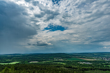 Naklejka na ściany i meble Czech Republic landscape with cloudy sky before rain - near Rokycany