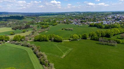 Fototapeta na wymiar Aerial view of landscape in the Eifel region, Germany