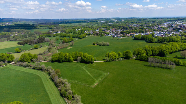 Aerial view of landscape in the Eifel region, Germany